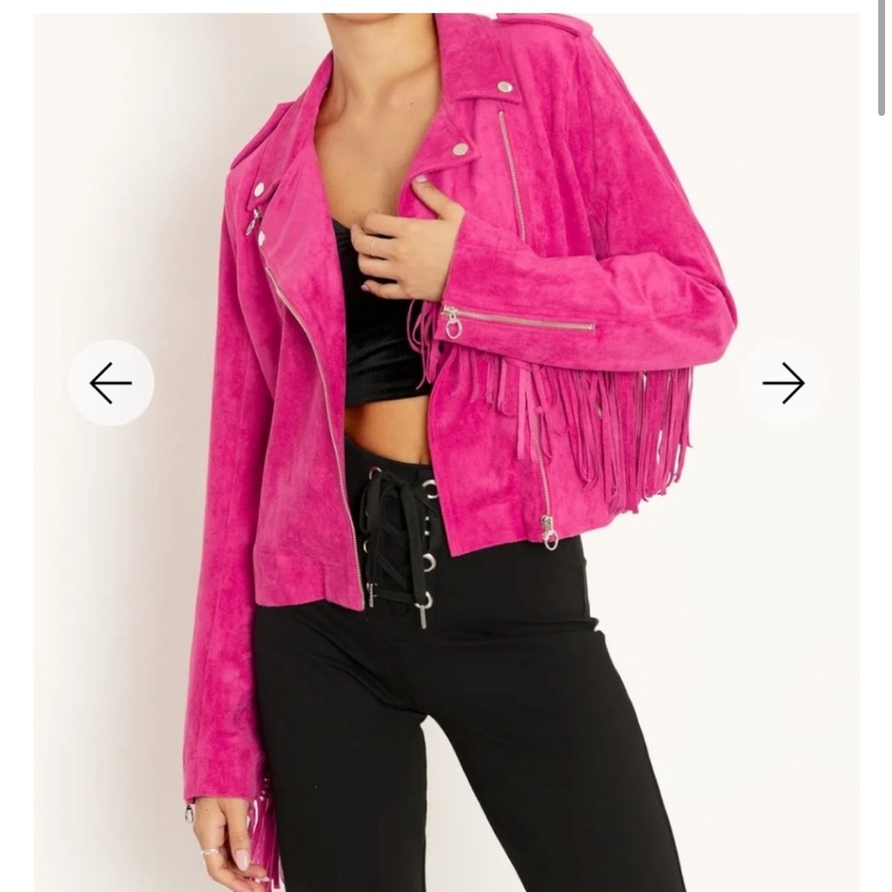 Orchid Suede Fringe Moto Jacket, Blackmilk Size 8 - Picture 5 of 8
